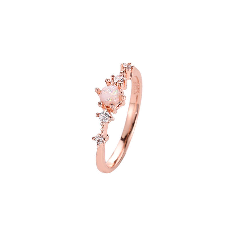 Flash diamond studded metal ring tail ring full of diamonds small fresh copper ring female