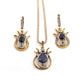 Fashion Vintage Alloy Diamond Necklace Drop Shaped Gemstone Earrings Three-Piece Set Jewelry