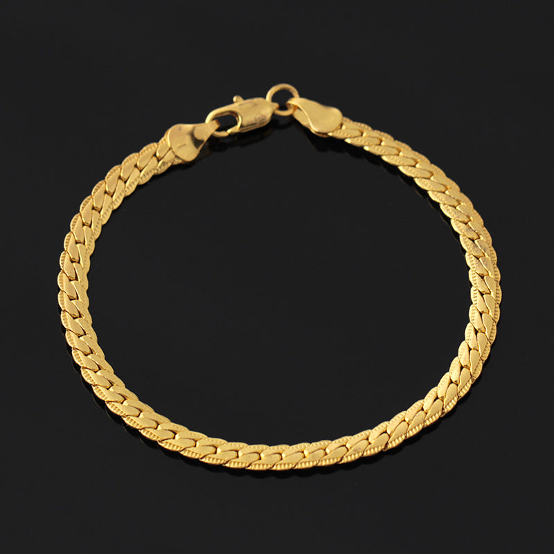 Jewelry Plated 18K Gold Men's Hip Hop Bracelet Twist Chain Wheat Ear Chain Copper Bracelet