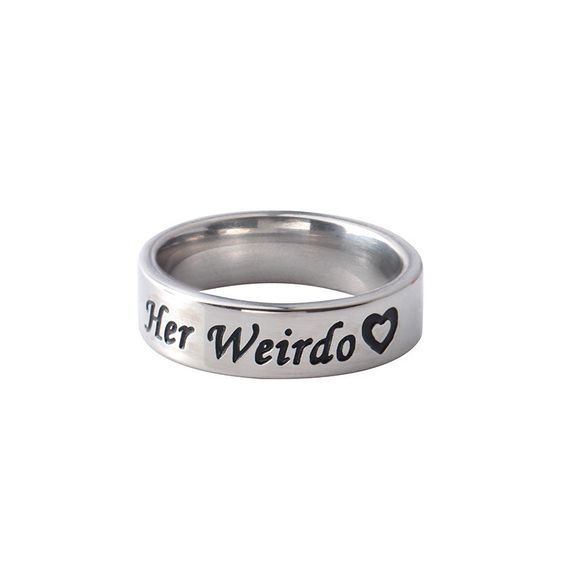 Fashion hiscrazyherweirdo ring couple ring titanium steel ring jewelry