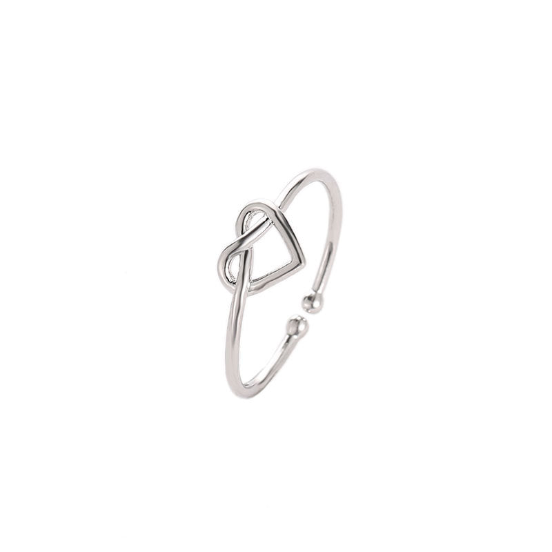 Knotted ring femininity simple hollow love opening ring peach heart heart-shaped ring