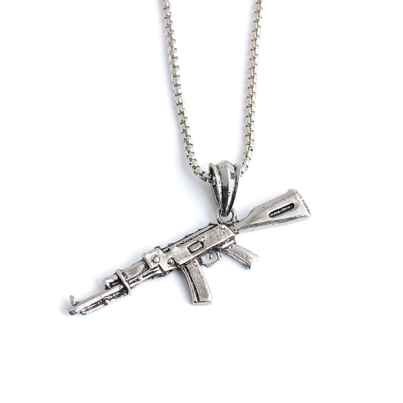 Personality Hip Hop Pistol Pendant Necklace Domineering Rifle Necklace Jewelry