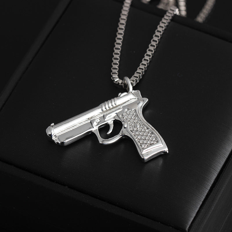 Fashion pistol necklace creative hip-hop HIPHOP trendy brand pendant jewelry