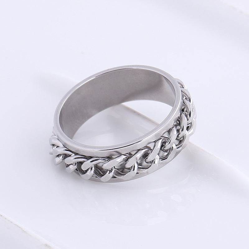 Open Beer Artifact Men's Chain Stainless Steel Ring Personality Titanium Steel Ring Ring Jewelry