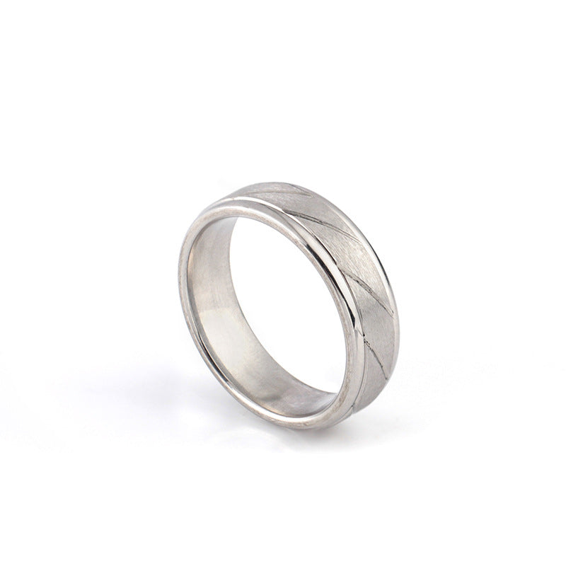 Jewelry stainless steel ring fashion simple couple striped titanium steel ring