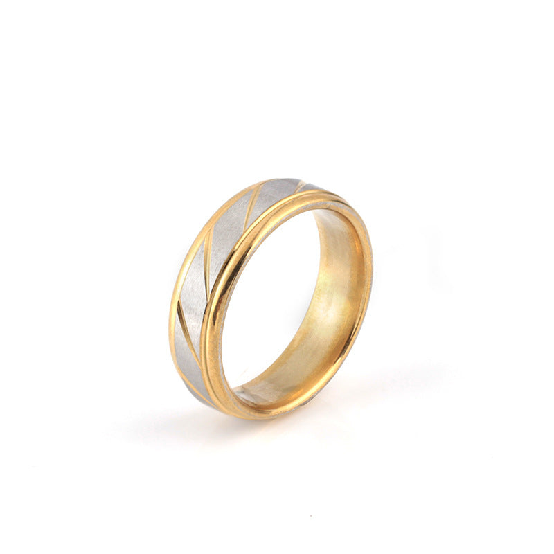 Jewelry stainless steel ring fashion simple couple striped titanium steel ring