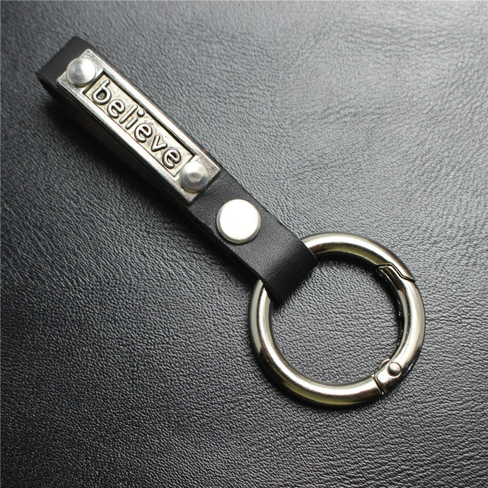 Alloy English brand handmade detachable leather key chain spring buckle car pendant gift