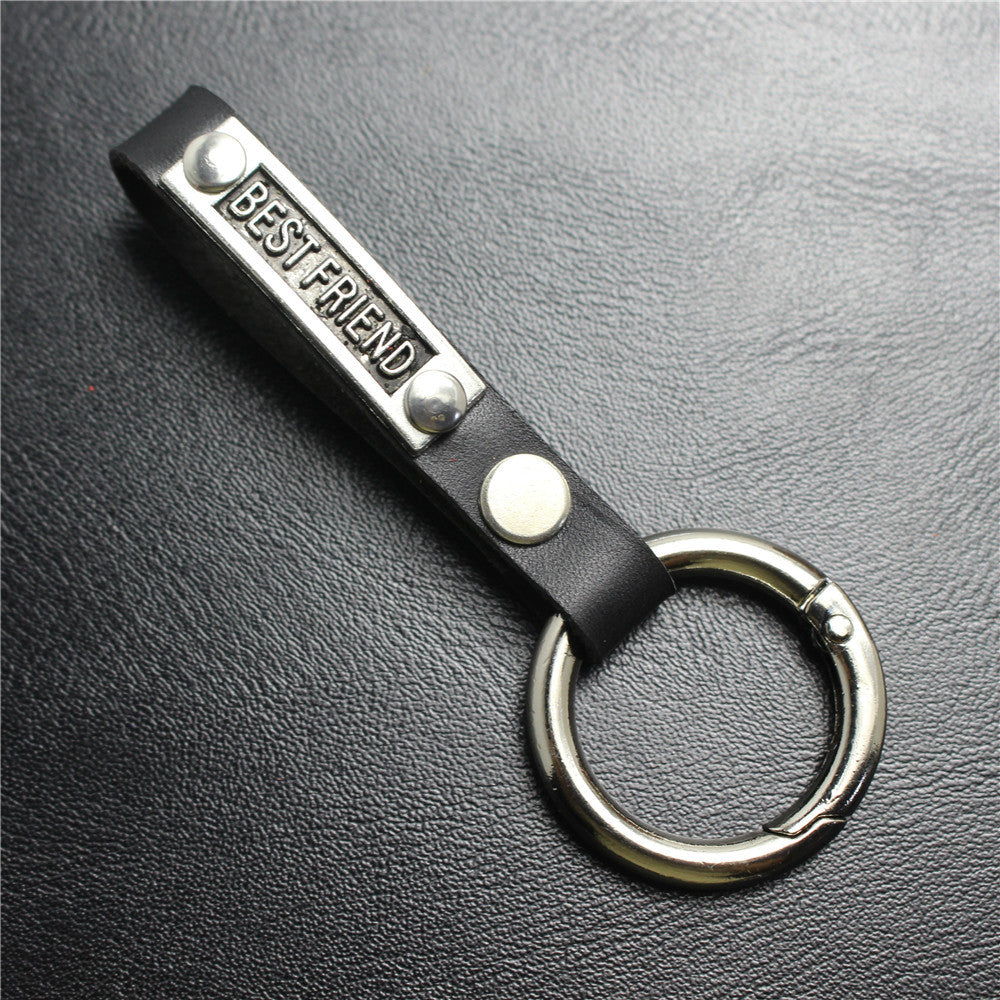 Alloy English brand handmade detachable leather key chain spring buckle car pendant gift