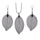 Jewelry Fashion Simple Leaf Necklace Earrings Leaf Specimen Sweater Chain Earrings Three-piece Set