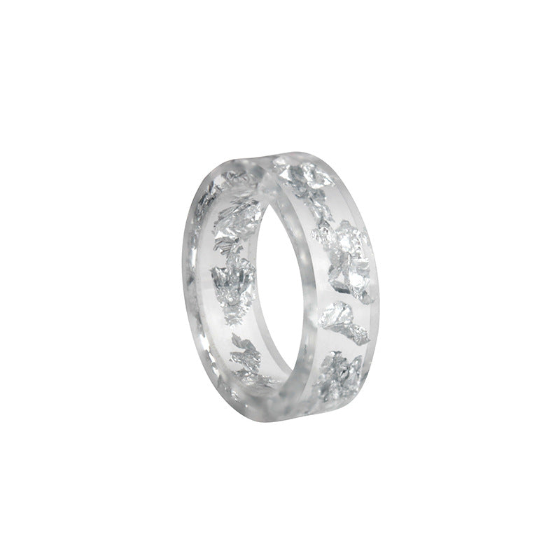 Jewelry Fashion Gold and Silver Foil Ring Resin Epoxy Handmade Ring