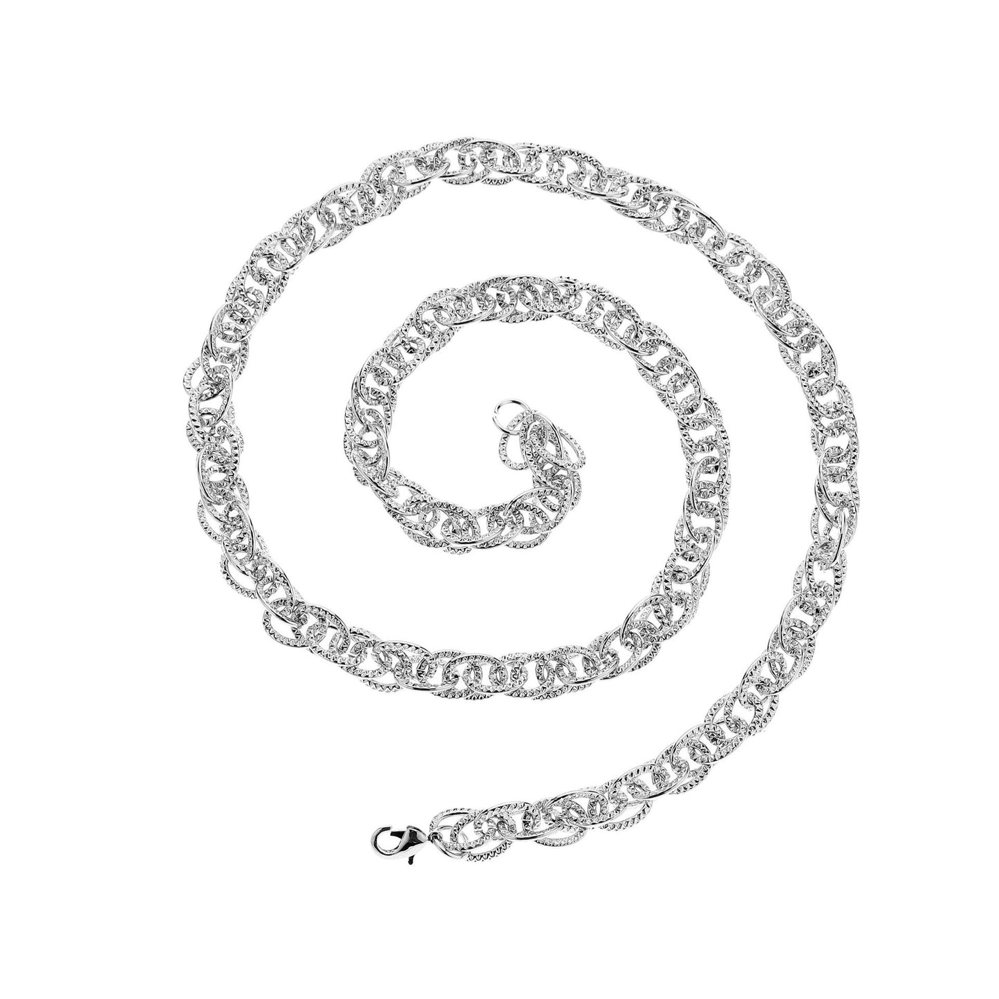 Fashion Men's Hip Hop Necklace Trend 1.6 Flat Flower Fake Twist Iron Chain Single Chain Jewelry