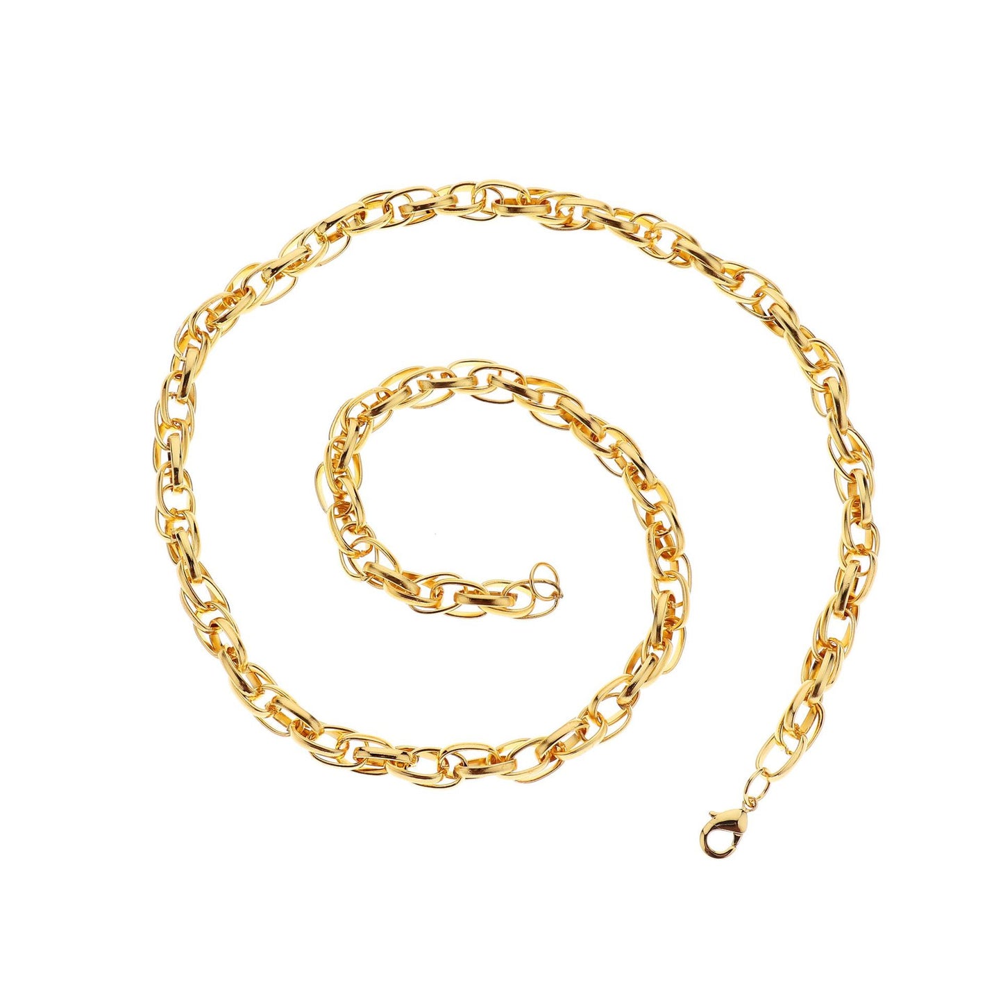 Fashion Men's Hip Hop Necklace Trend 1.6 Flat Flower Fake Twist Iron Chain Single Chain Jewelry