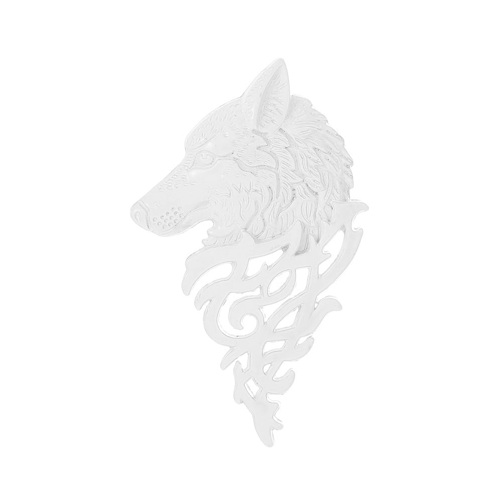 Retro Jewelry Personality Fashion Men's Suit Collar Pin Buckle Domineering Wolf Head Brooch Pin Collar