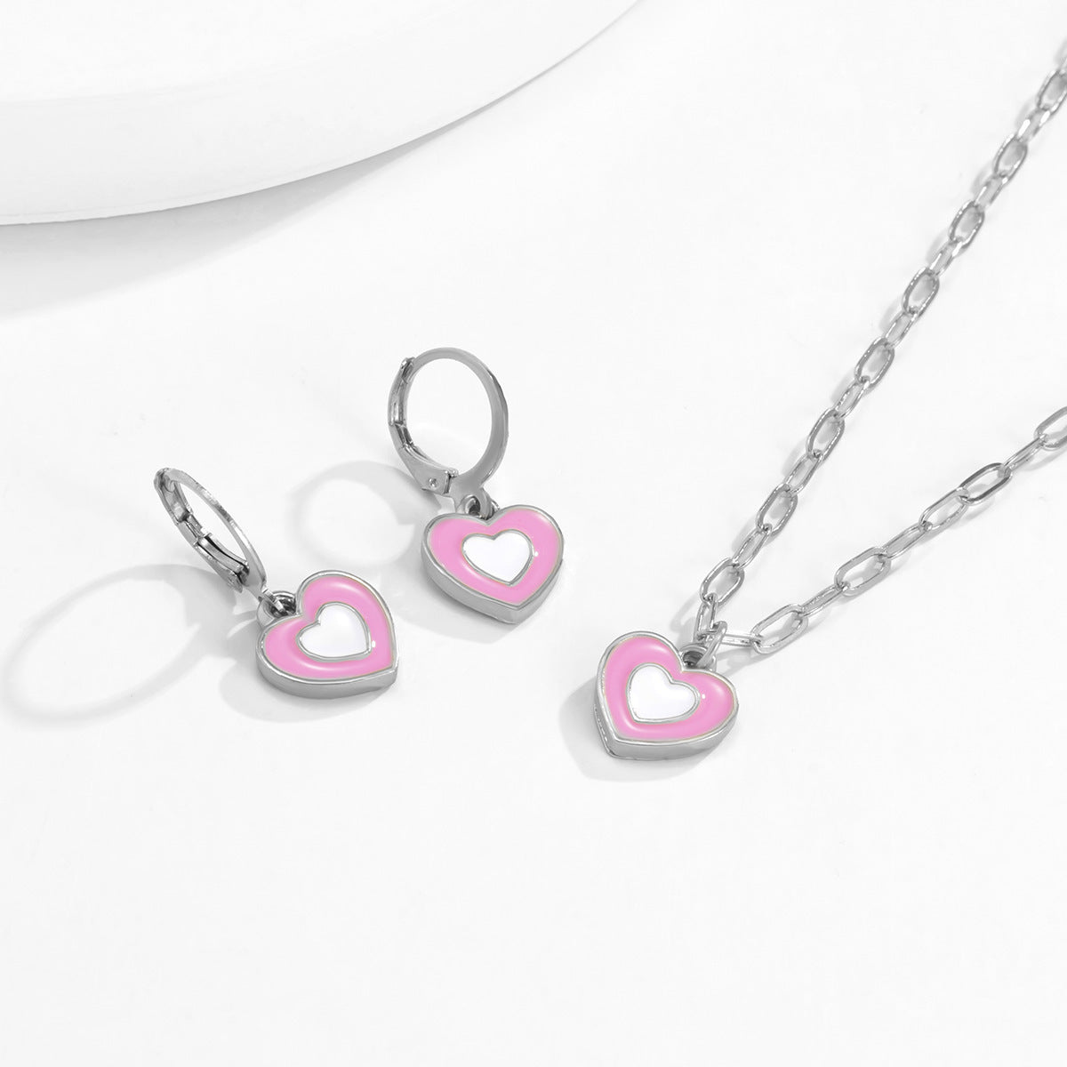 Jewelry Painting Nectarine Heart Metal Cross Chain Necklace Simple Temperament Clavicle Pastoral Necklace Female