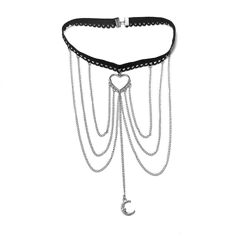 Jewelry Sexy Beach Love Moon Leg Chain Metal Body Chain Multilayer Chain Tassel Thigh Chain
