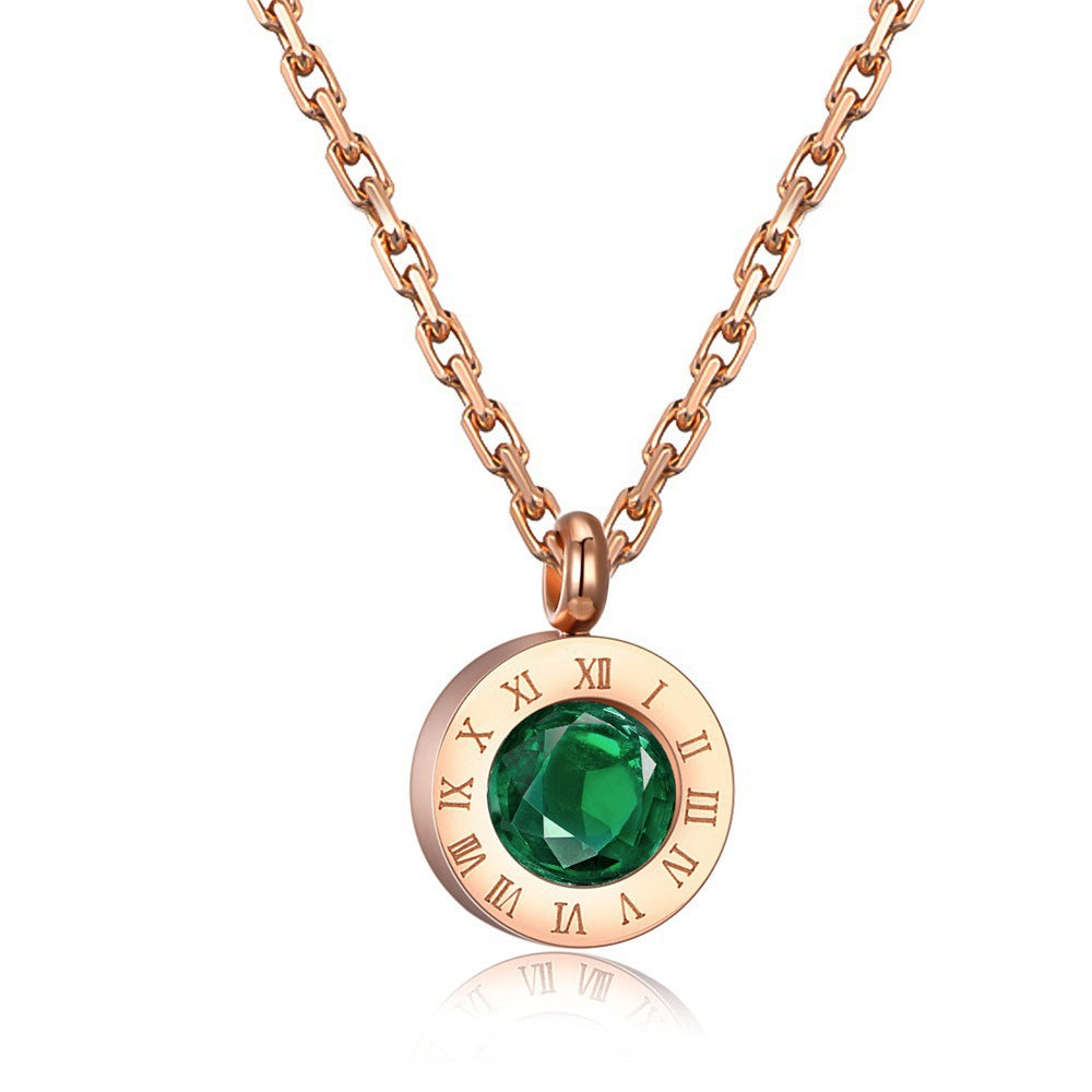 ins Roman numeral color diamond necklace fashion personality temperament net red clavicle chain simple jewelry female