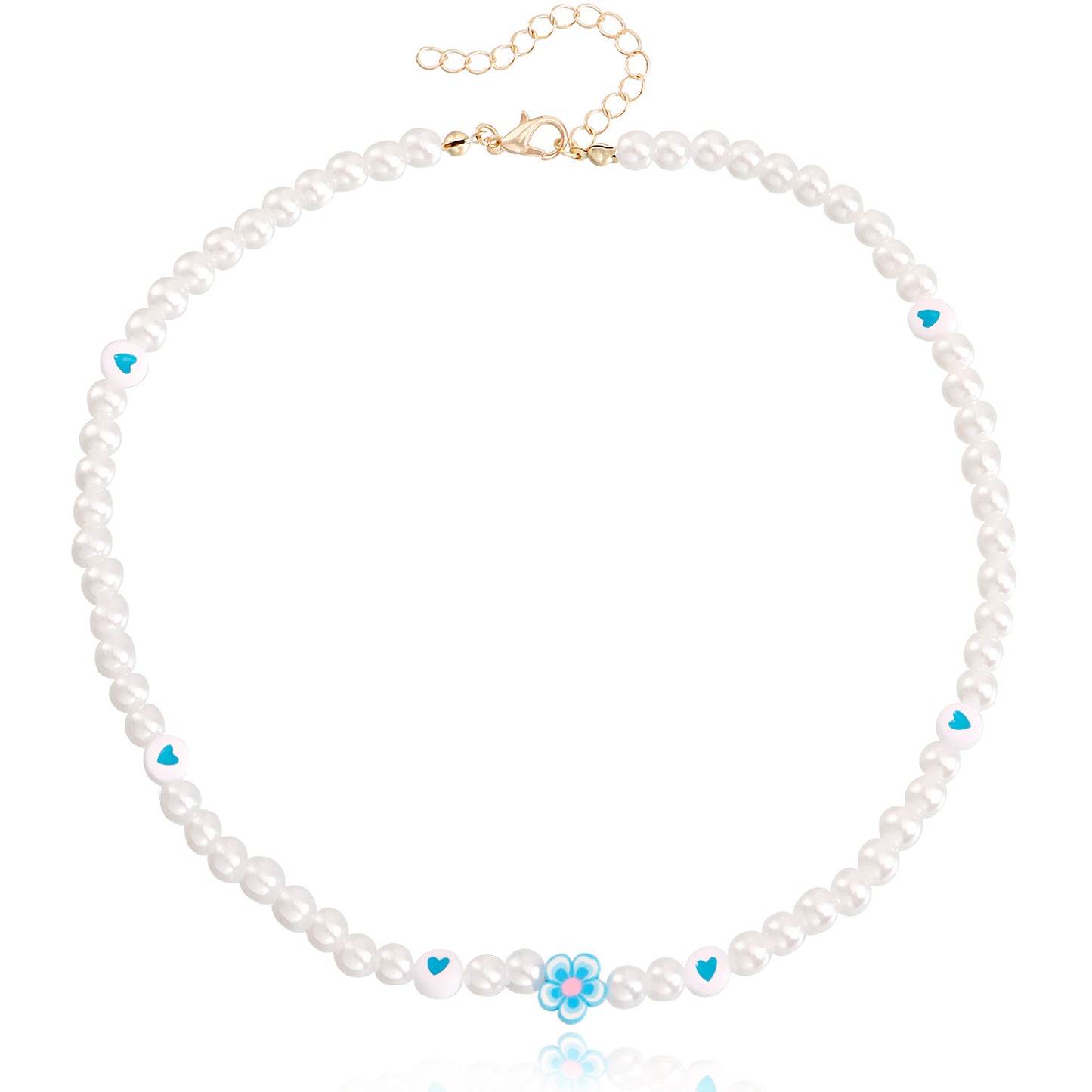 Jewelry ins soft pottery flower color love imitation pearl necklace female niche design light luxury