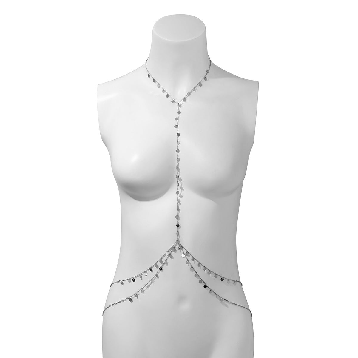 Jewelry Sexy Butterfly Meniscus Tassel Body Chain Female Geometric U-shaped Cross Sequin Dress Chain