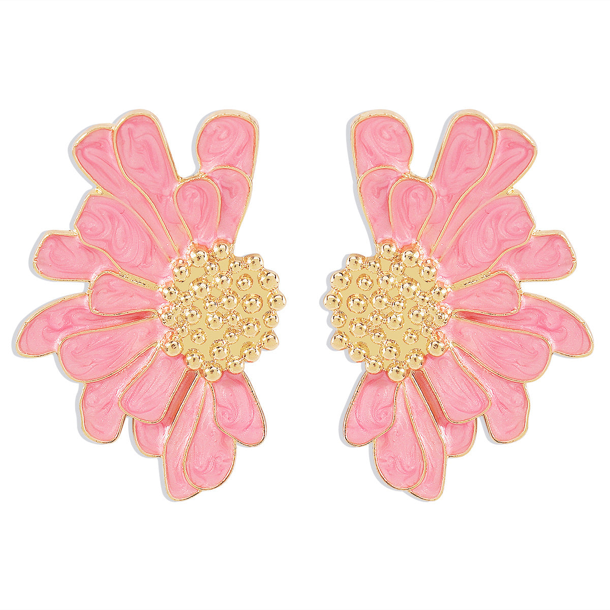 E8418 Stud Earrings Retro Alloy Flower Stud Earrings Feminine Pattern Flower Earrings