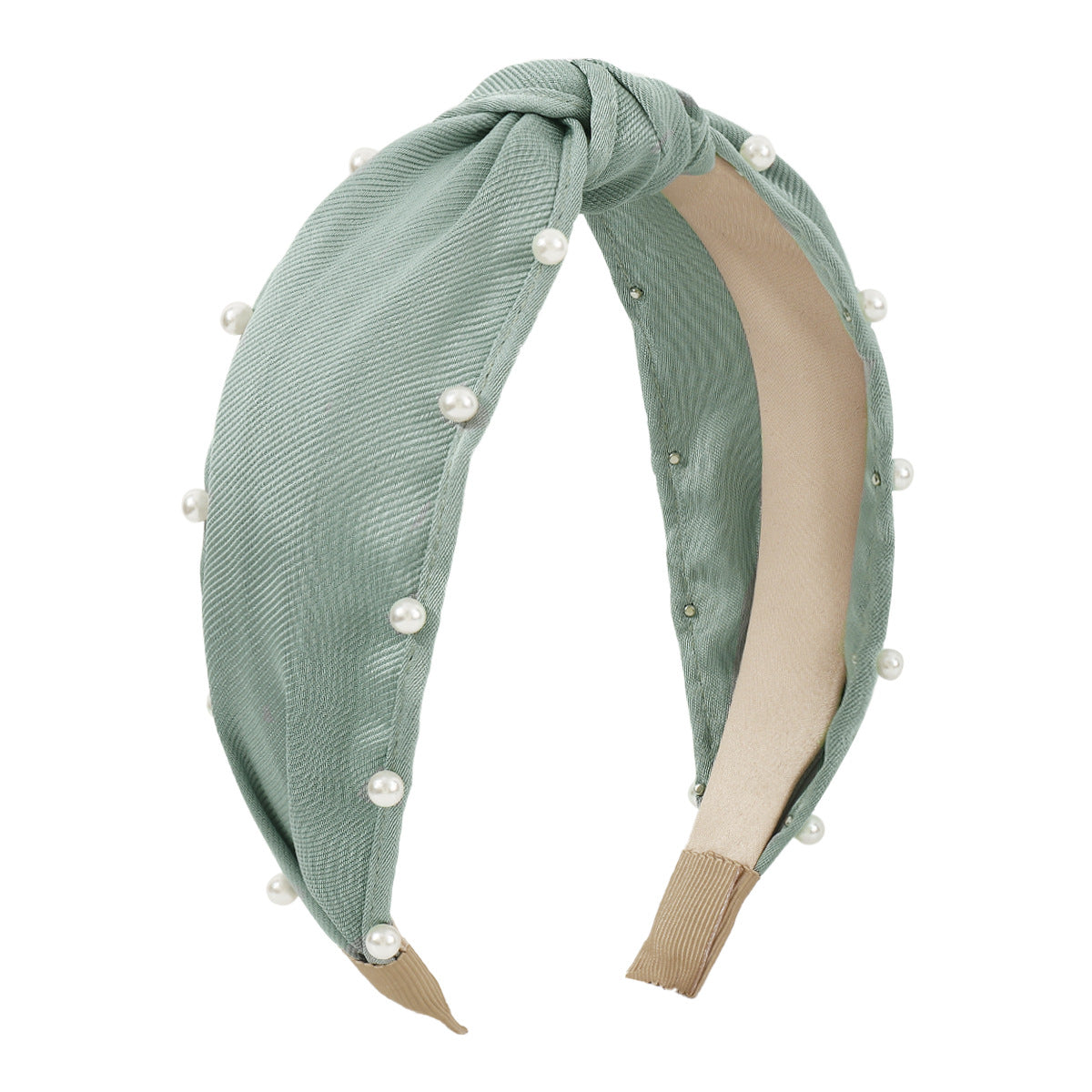 F486 fashion small fragrant nail beads pure color girl hair hoop age-reducing sweet geometric wide-brimmed knotted head hoop