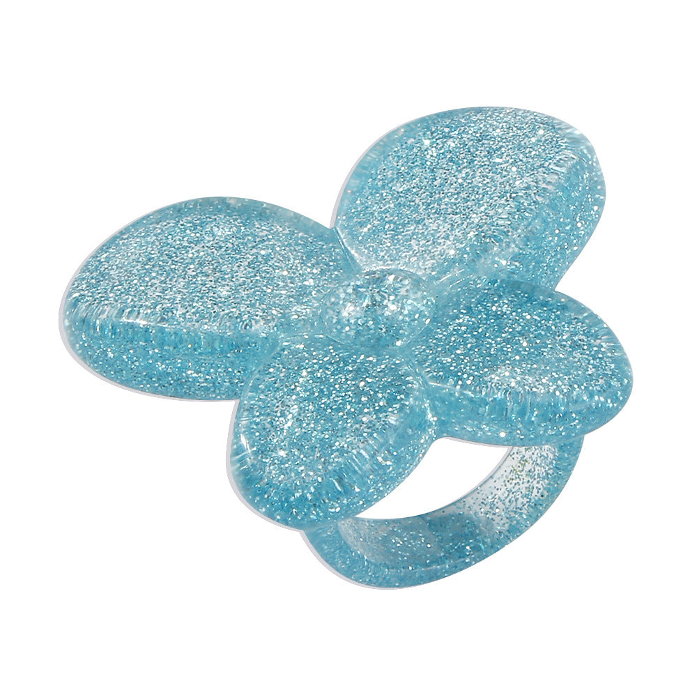 R566 Exaggerated Simple Fashion Jewelry Butterfly Resin Acrylic Fun Cute Personality Ring Female