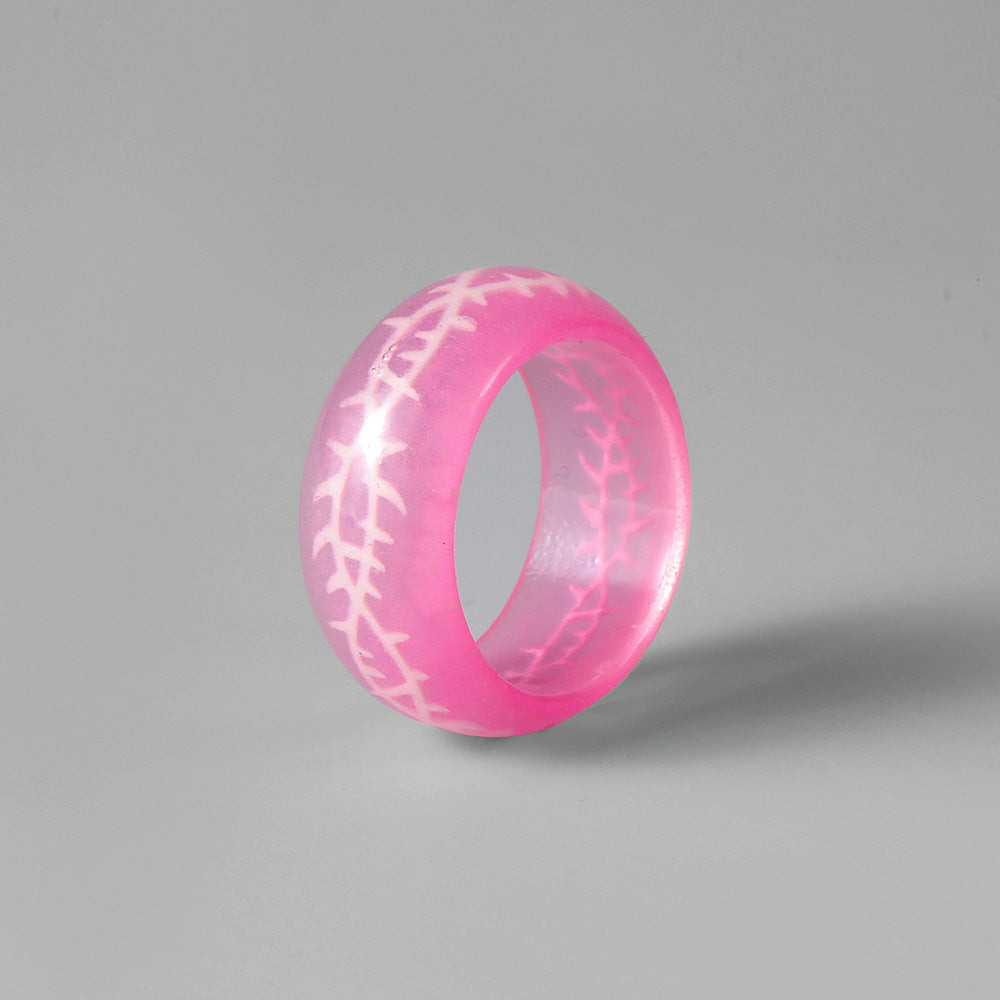 Simple fashion trend thorn pattern Mori resin luminous ring