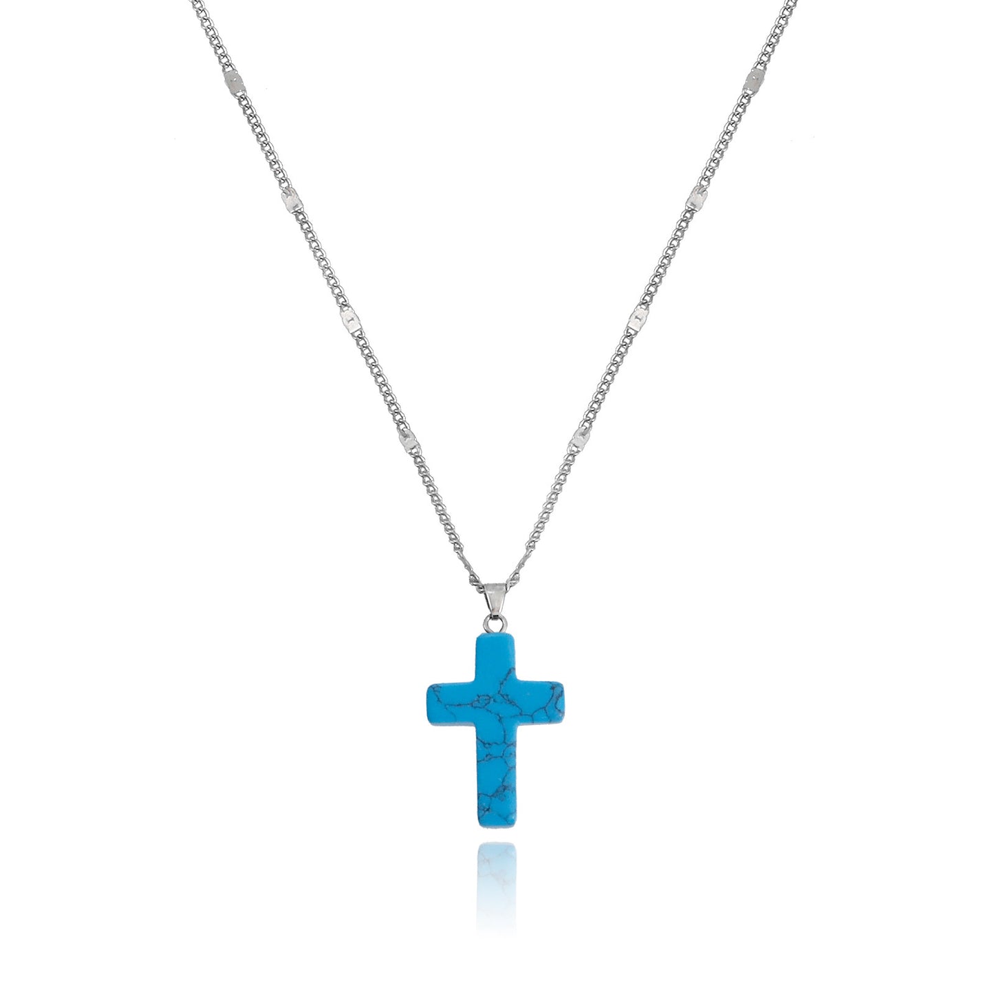 Jewelry simple small hole chain color cross pendant necklace female national trend necklace