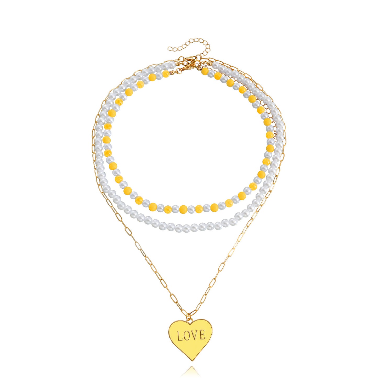 Jewelry Bohemia imitation pearl exaggerated color LOVE love pendant necklace hot girl necklace