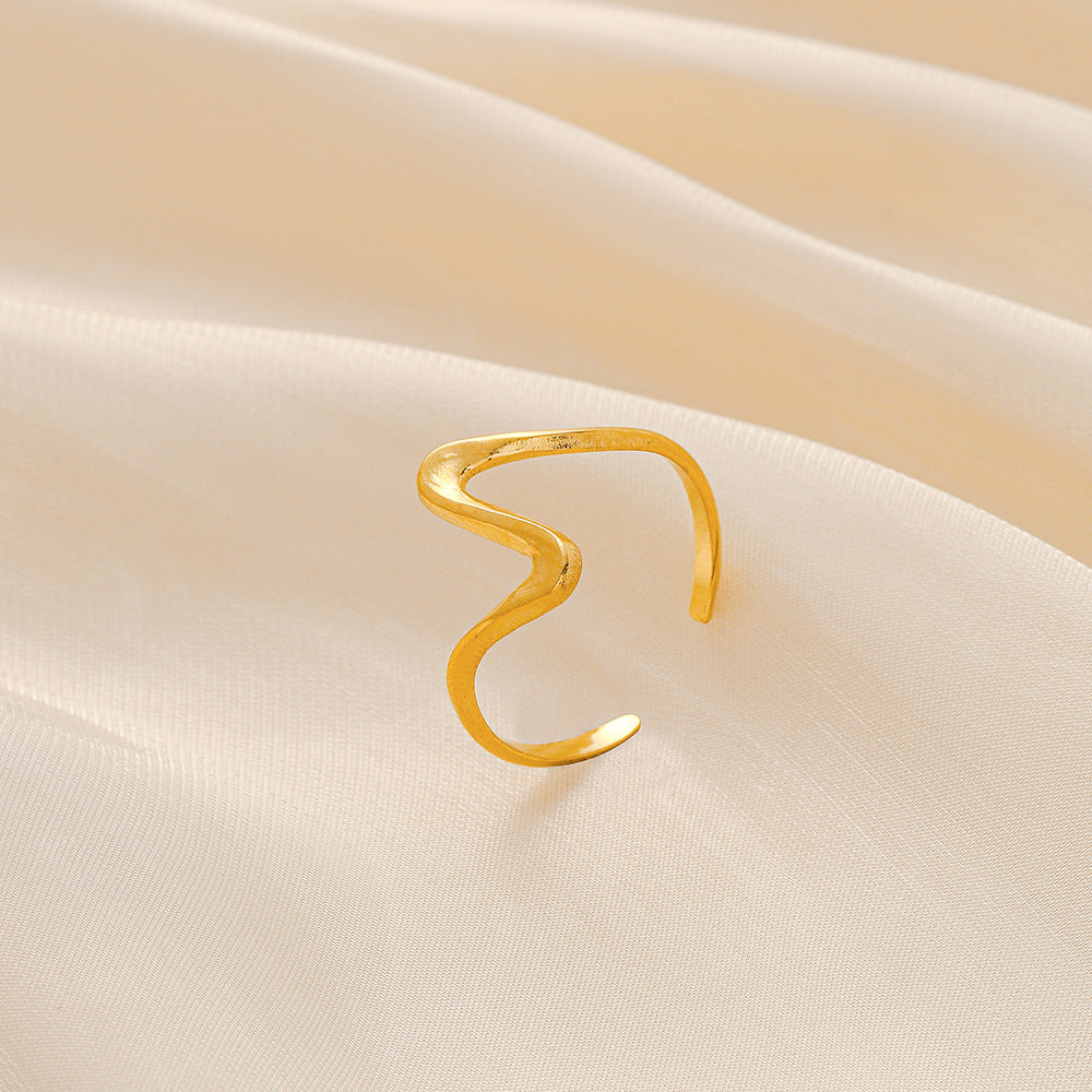 Fashion Simple Versatile Stainless Steel Ring Irregular Open Ring Ladies Ring Jewelry