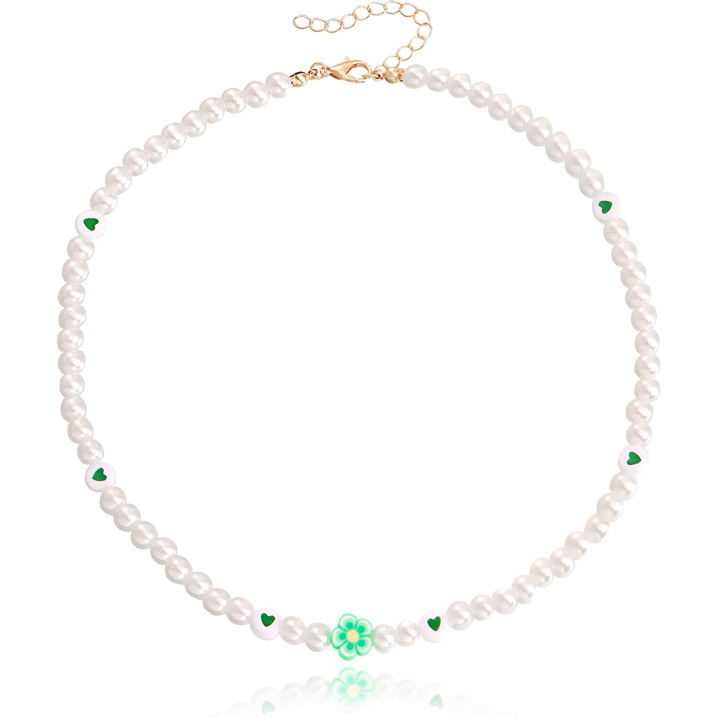 Jewelry ins soft pottery flower color love imitation pearl necklace female niche design light luxury