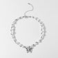 Jewelry Fashion Embossed Three-dimensional Butterfly Necklace Women's Short Style Pearl Geometric Single Layer Necklace