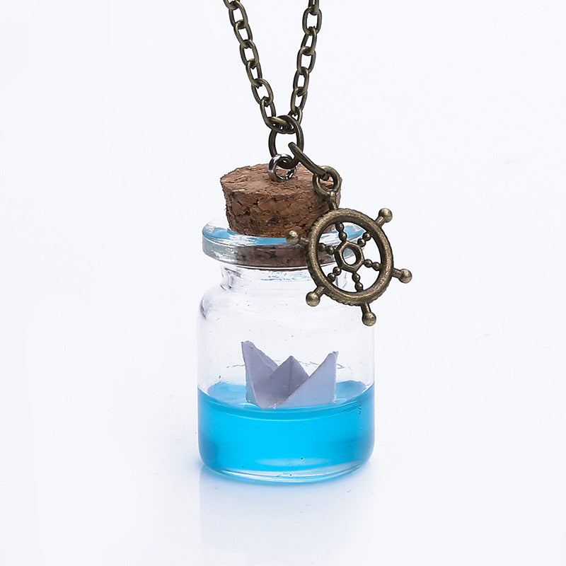 Fashion Beach Fresh Luminous Necklace Drifting Bottle Flower Luminous Jewelry Clavicle Chain