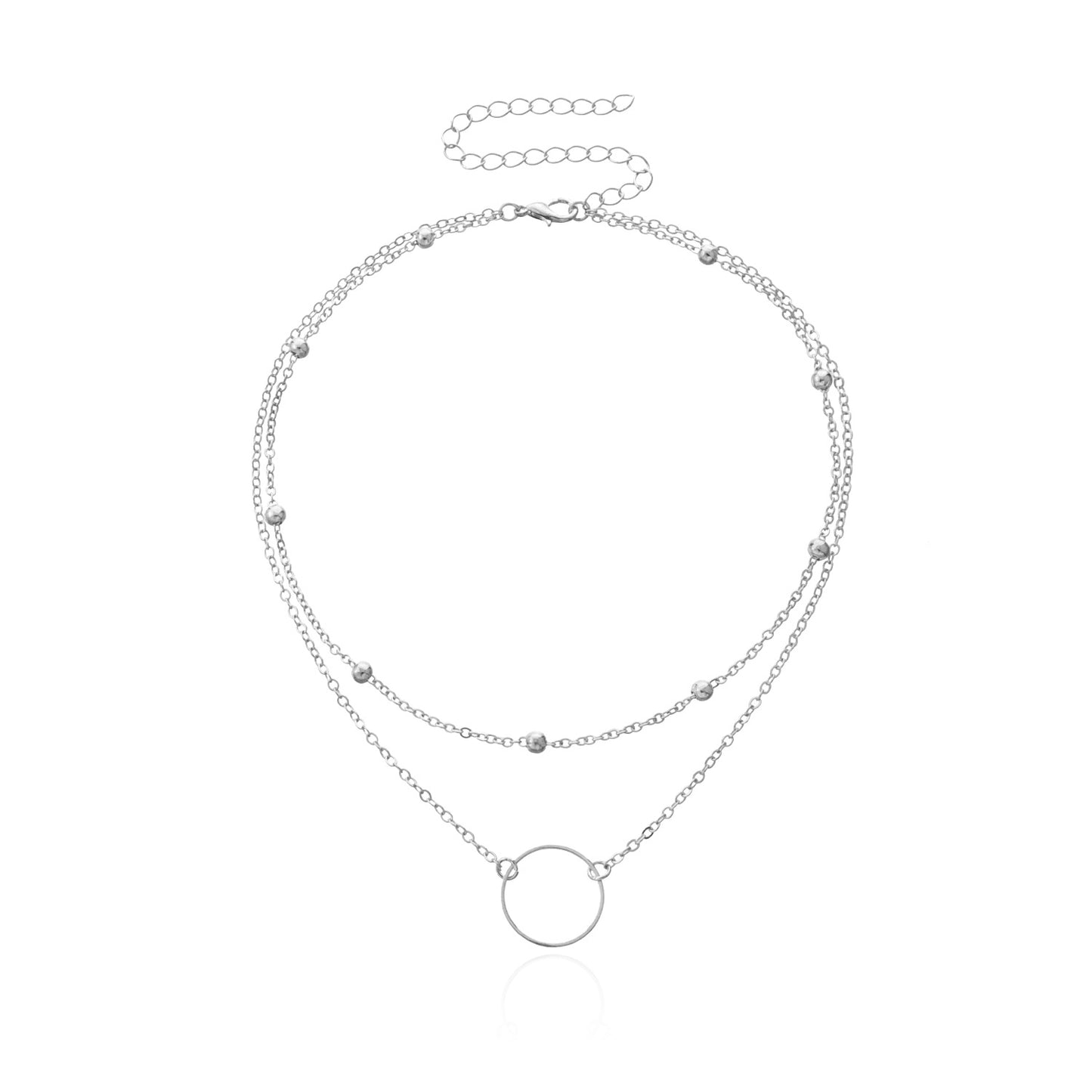 Jewelry Simple Chain Bead Chain Ring Pendant Necklace Female Fashion Short Simple Alloy Necklace