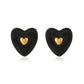 ins enamel drop oil inlaid love earrings fashion temperament niche design peach heart earrings simple earrings