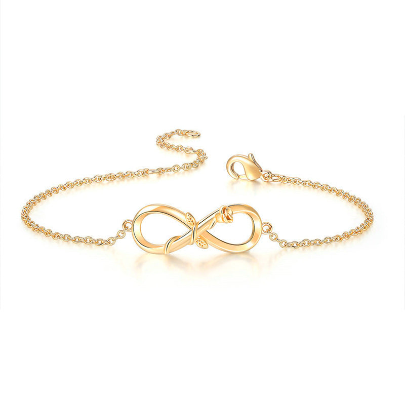 Fashion Color Separation Plating Rose Necklace 8 Character Infinity Bracelet Female Jewelry Set