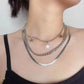 Fashion Simple Geometric Flat Snake Bone Chain Necklace Hip Hop Sequin Star Pendant Necklace Set