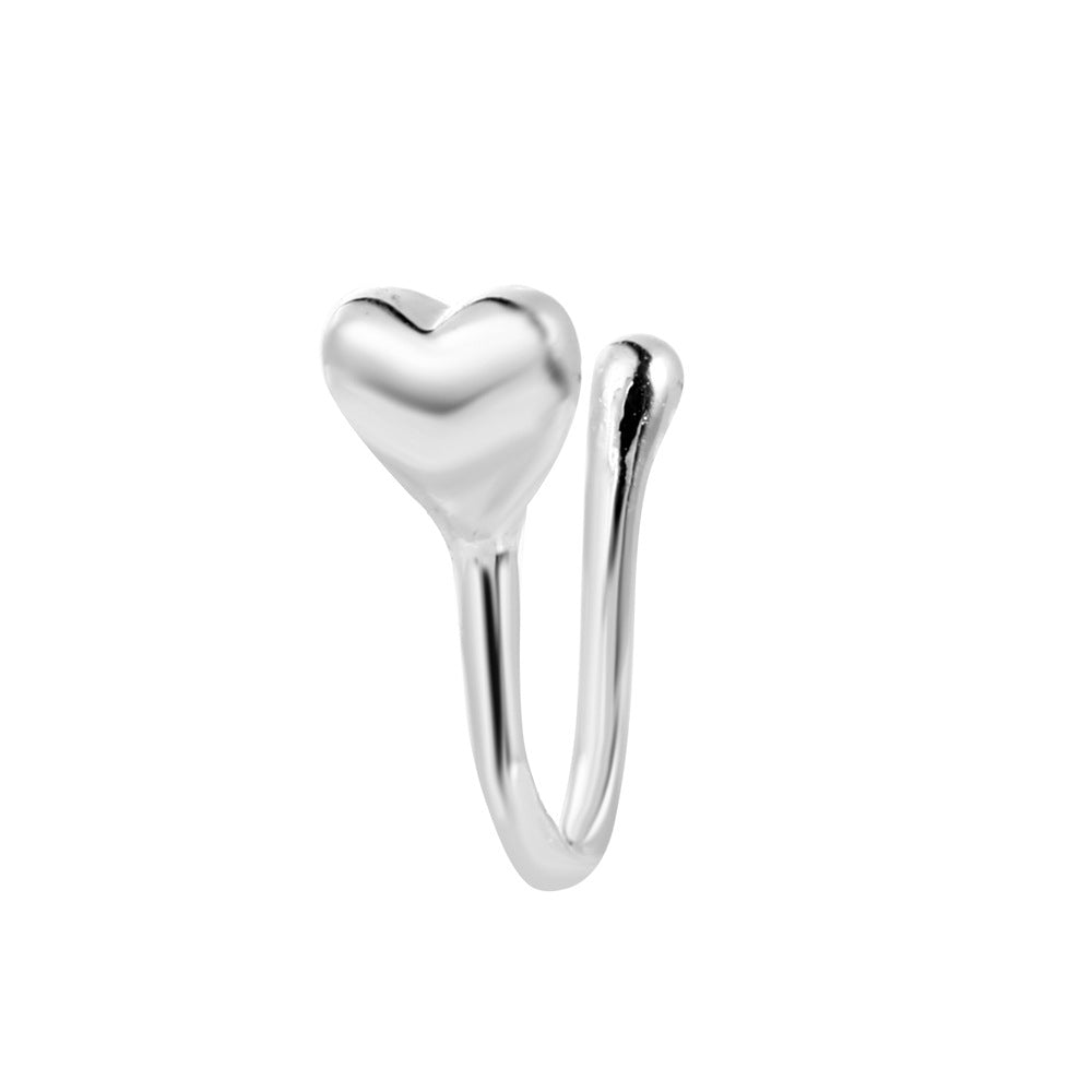 Zircon Nose Ring Metal U-shaped Leaves Heart Nose Nail Nail Decoration Simple Piercing Jewelry