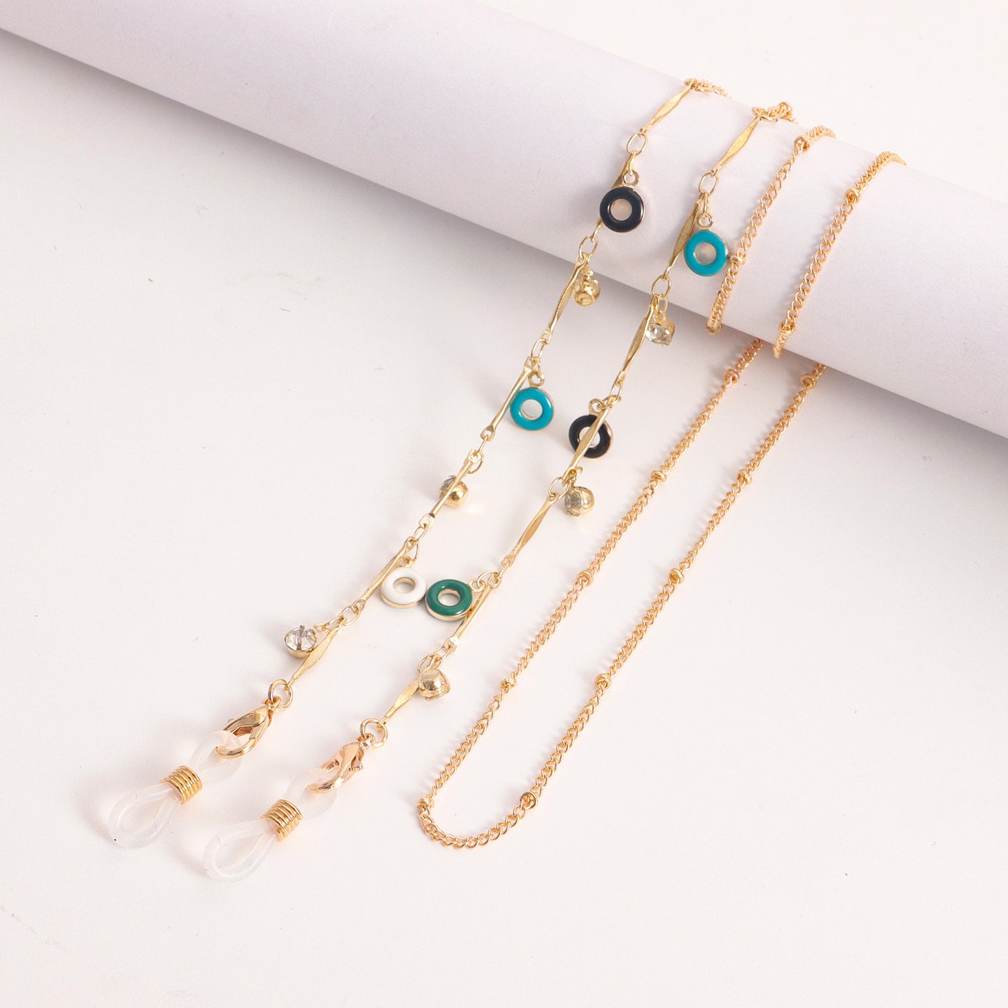 Glasses Jewelry Drip Oil Color Heart Geometric Flower Mask Accessories Glasses Chain Female