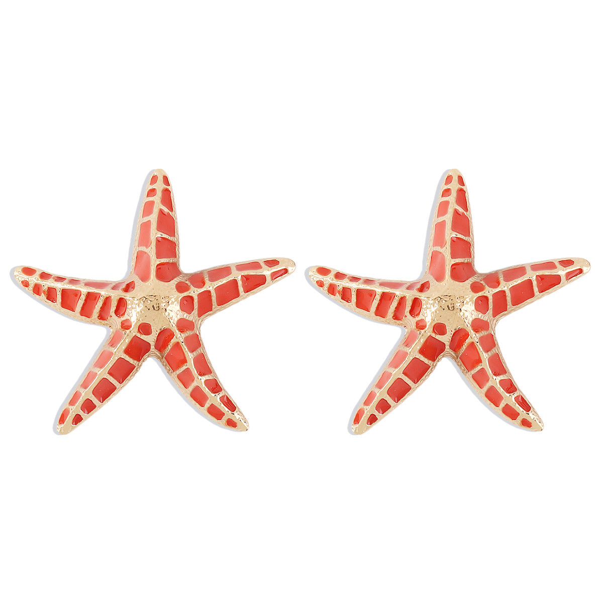 E1841 Jewelry Geometry Heavy Industry Alloy Drip Oil Earrings Starfish Beach Vacation Earrings Female