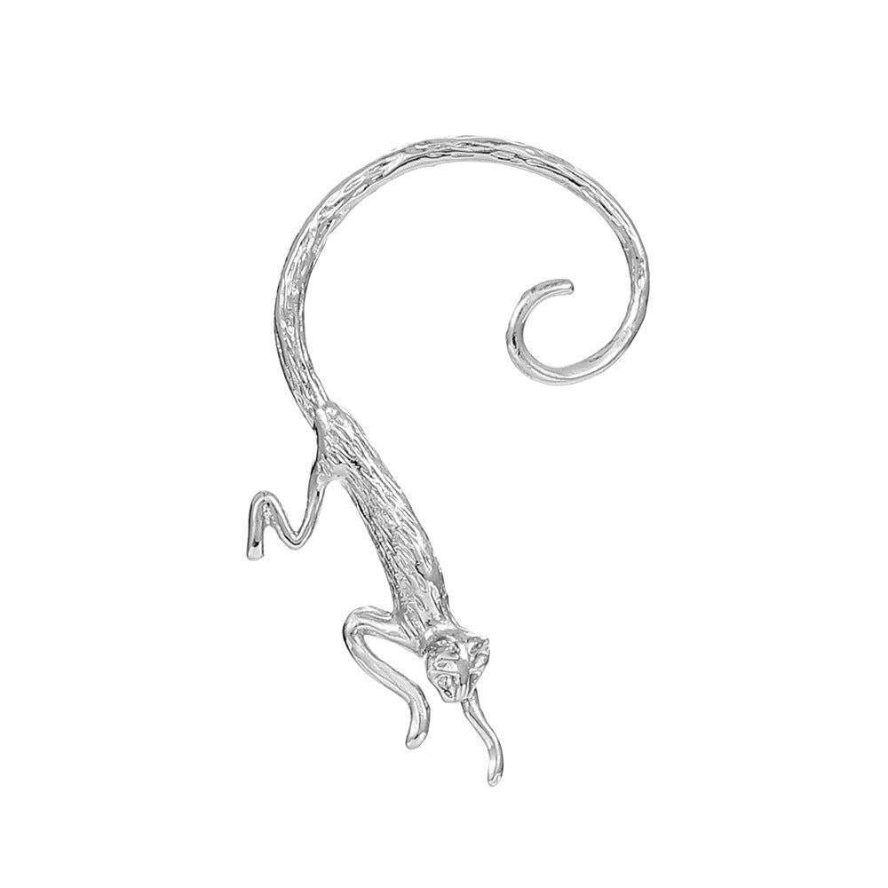 Retro punk elf flying dragon ear hanging single creative metal cat bat without hole ear bone clip