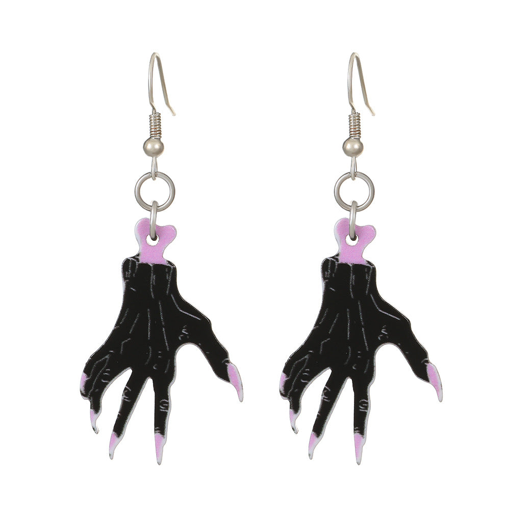 Halloween earrings ins dark funny skull earrings fashion creative skull hand bat earrings female