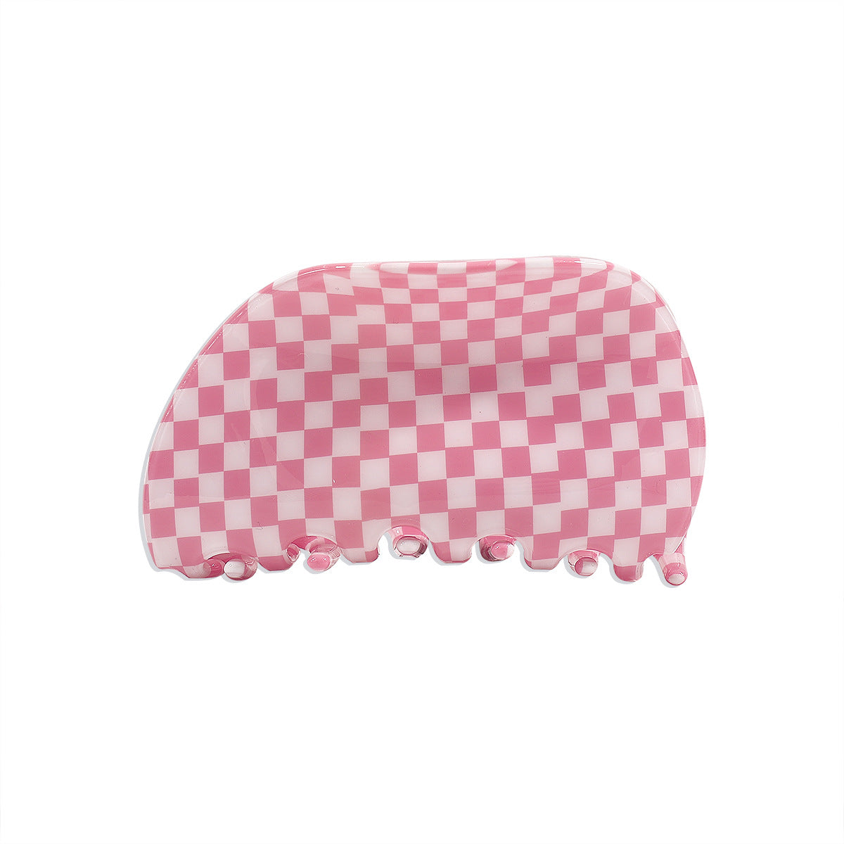 F4128 French checkerboard color hairpin acetate plate retro semicircle fashion net red back head grab clip female