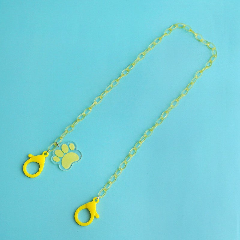 Children's mask chain glasses chain cartoon bear claw color transparent acrylic mask chain anti-lost lanyard 48cm