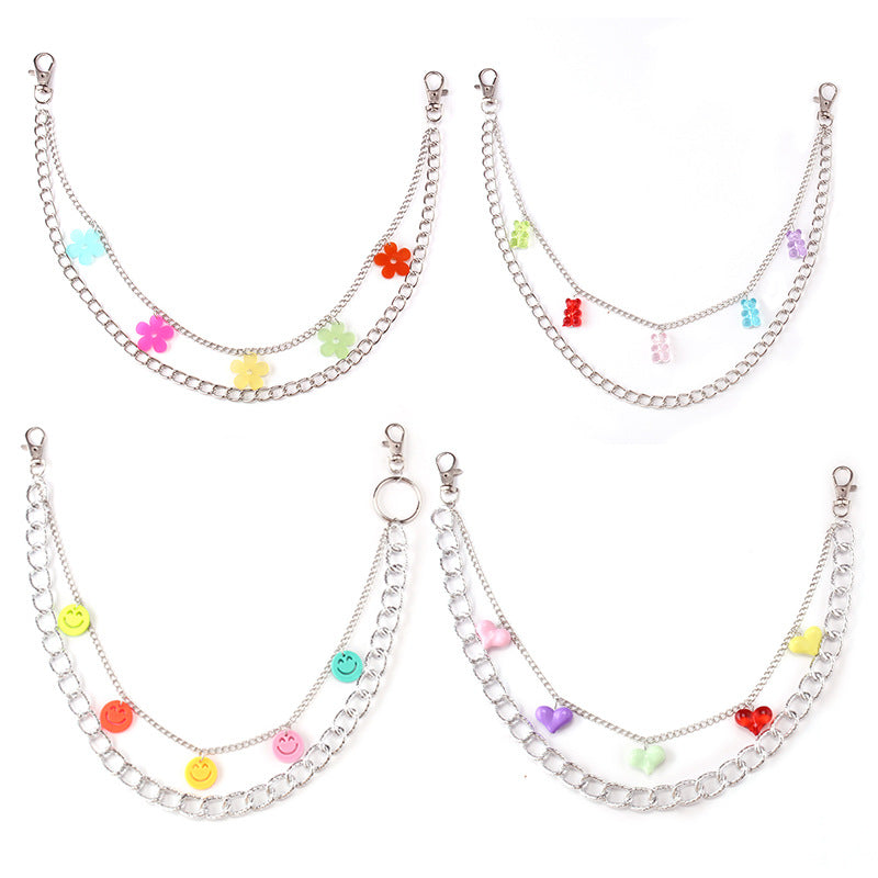 Multicolor Waist Chain Acrylic Jeans Hanging Chain Trendy Wear with Pants Chain