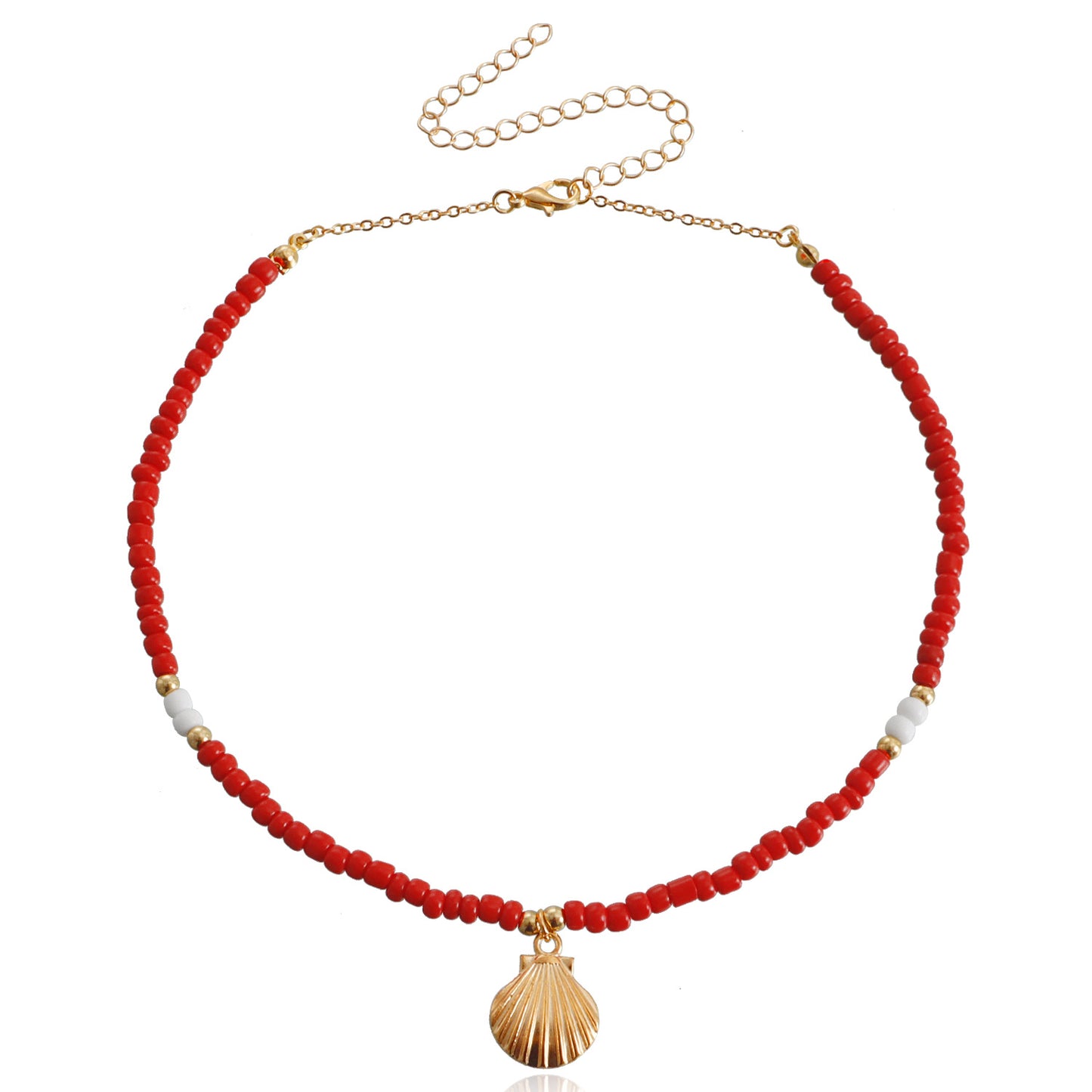 Jewelry Bohemian Color Large Rice Bead Necklace Beach Shell Scallop Pendant Necklace Female