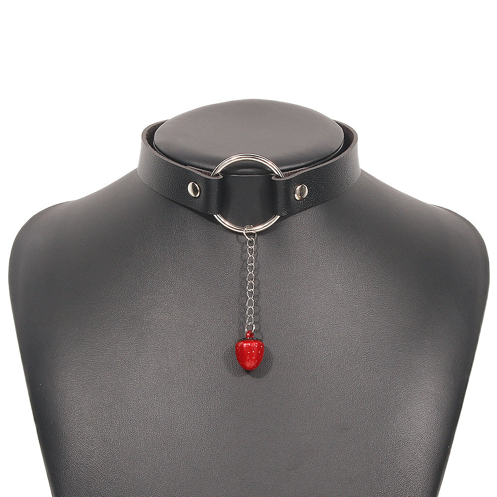 N9556 Street Shot Exaggerated Necklace Personality Neck Leather Necklace Metal Buckle Fashion Choker