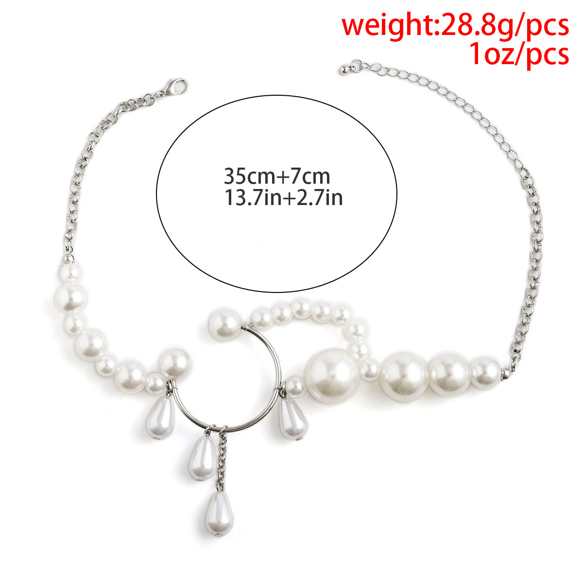 Jewelry niche heart-shaped portrait multi-variety necklace creative water drop imitation pearl weaving temperament necklace