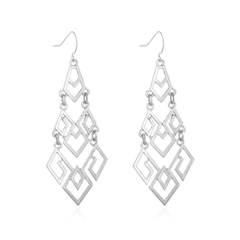 Ethnic Earrings Bohemian Hollow Carved Earrings Fashion Geometric Metal Vintage Earrings