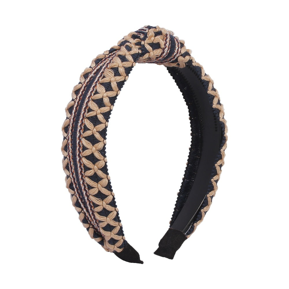 F389 Xiaoxiang fashion headband retro wide-brimmed press hair braided headband temperament ladies hair accessories