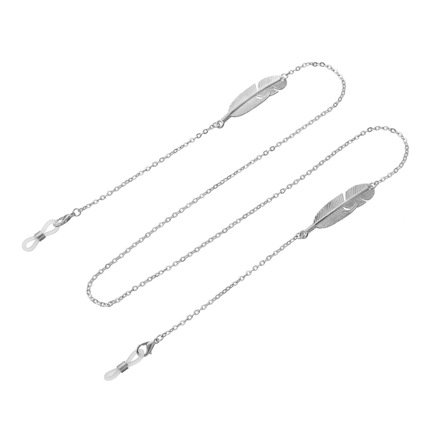 Ornament simple symmetrical alloy metal feather glasses chain versatile multi-use non-slip anti-lost lanyard